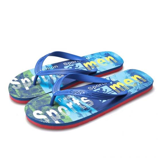 Print Flat Beach Shoes Fashion Men PVC Slippers PE Small Heel Sublimation Flip Flops Whit Logo
