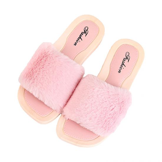 Custom logo Home furry Slippers Winter Shoes for Woman