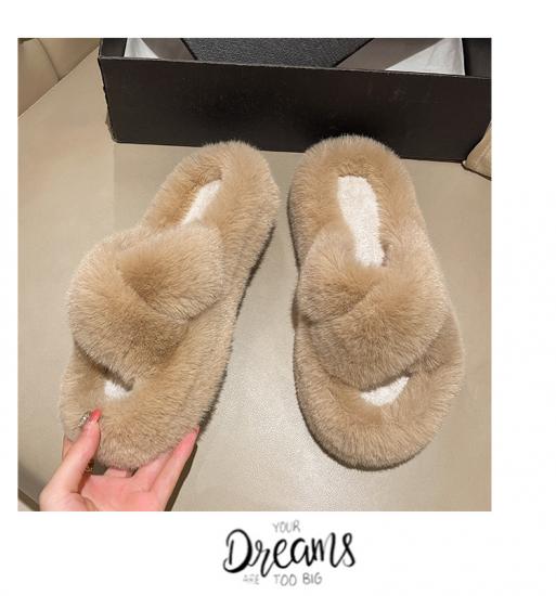Winter home Slippers Flats Furry Slides Slippers