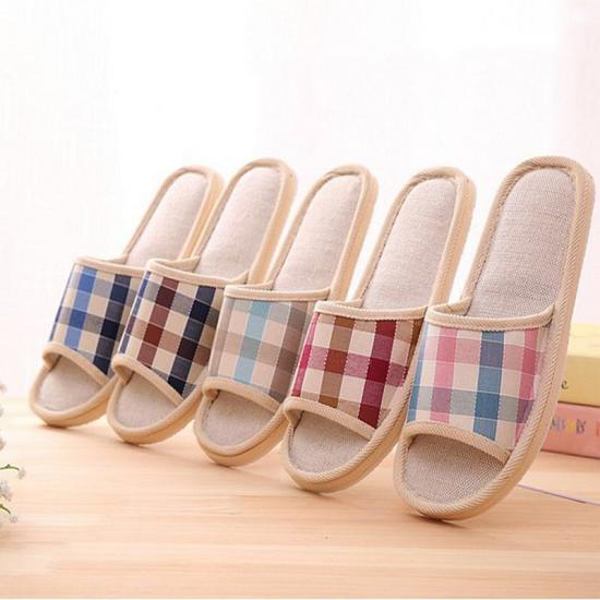 Home Slippers Casual Floral Indoor Soft Cotton Linen Bedroom Slippers