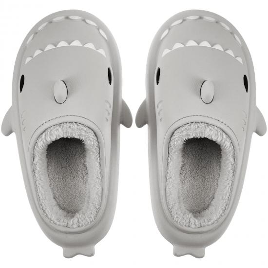 Winter Warm Cute Cartoon Slippers Fuzzy Plush Lining Slip Indoor Home Shoes Unisex Cloud Shark Slippers Slides for Women Men