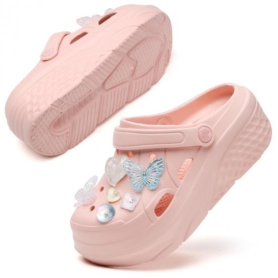 Womens Platform Clogs Garden Shoes Waterproof Beach Pool Sandals Summer Mules Home Slippers - Butterfly Series