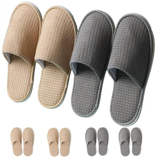 6 Pairs Disposable Slippers for Guests Soft Polar Fleece Washable Reusable House Slippers Unisex Bride  Hotel Slippers  for Wedding Party Bedroom Travel