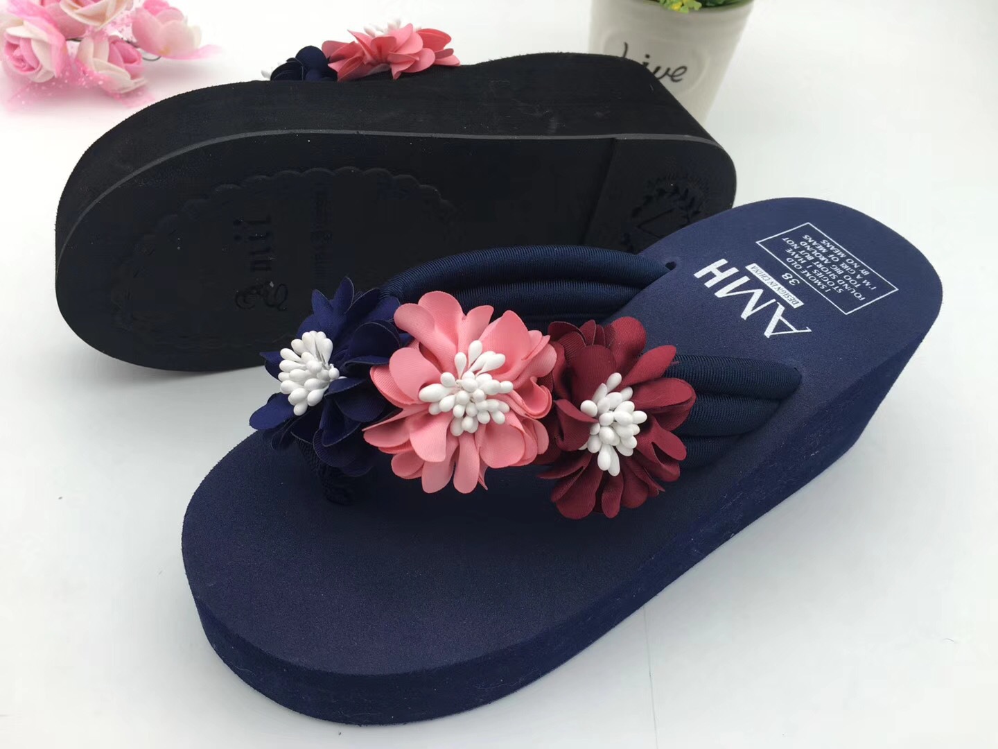 Daisy Flower Thick-Soled Flip-Flops