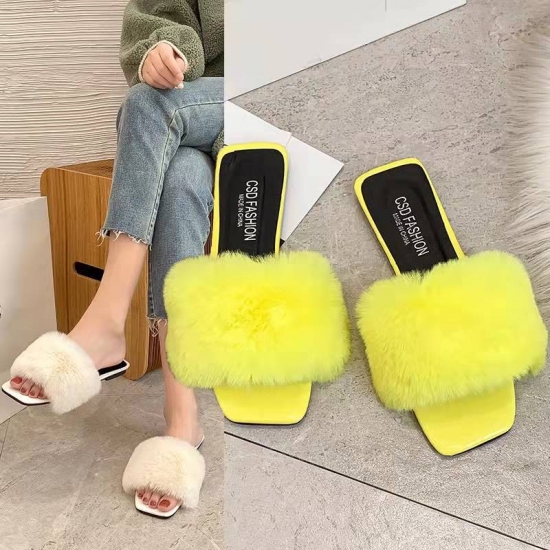 Winter Fashion Ladies shoes Flat Outdoor Slides Slippers Plush Upper casual women sandals