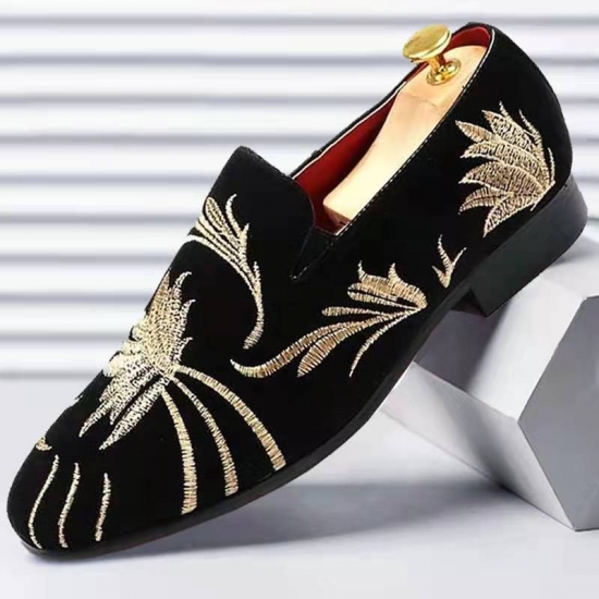 Fashion Faux Suede upper loafers Slip-on camouflage butterfly printed Sneakers Dress casual Shoes for men