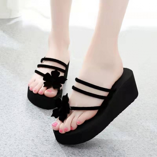 Fashion ladies Flower Strings upper female shoes anti- slip thick platform casual flip flops sandals for women