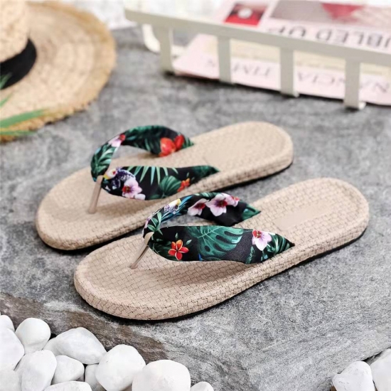 Fashion Beach Flat Straw Sole Slides Shoes