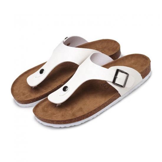 buckle leather mule soft men cork slippers