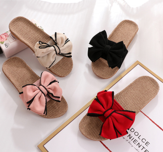 Bow Linen Sandals