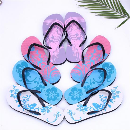 Women's Beach Flipflops Custom Logo Black PE Printed Flip-flops Slippers for Mens