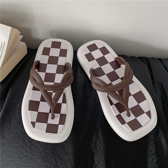 Summer Beach Slippers Ladies Leather Flip flops