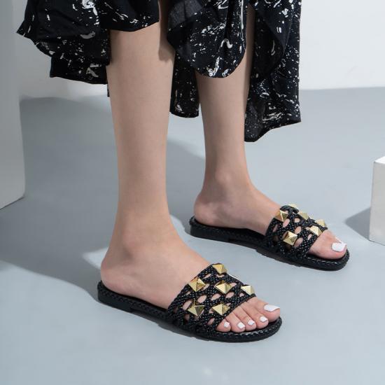 Hollowed Out Flat Slippers