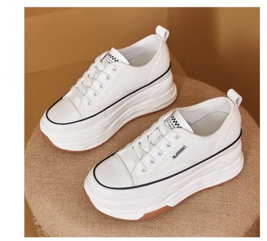 Cool girl Outdoor super height increased Breathable slip on  Sneakers  shoes girls Casual cow leather shoes  for women