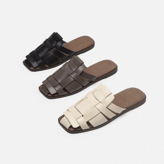 Solid Leather Slipper For Women