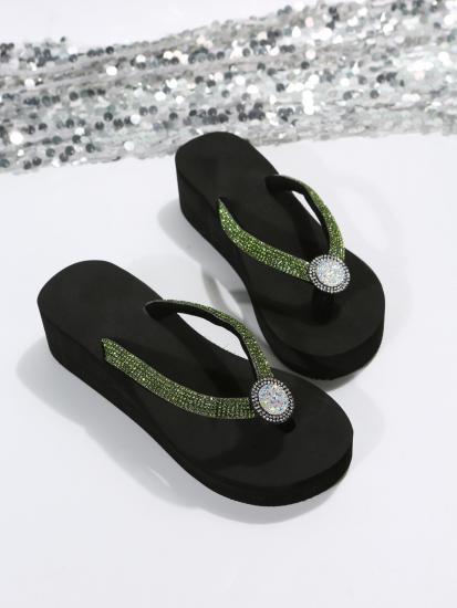 summer new rhinestone sandals women wear slope bohemian Flipflops