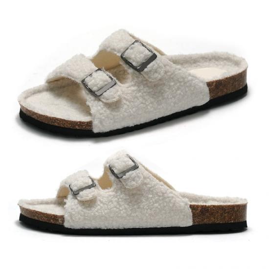 2024 Style Cork Double Strap Sandals Women's Winter Shoes Comfortable Cork Sandals for Women Slide Sandals