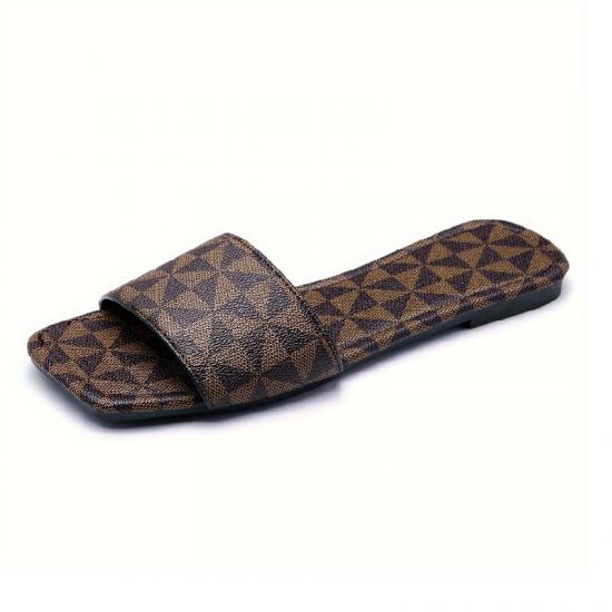 Women's Slide Sandals Comfort Lightweight Non-Slip Bathroom Shower Slippers Casual Square Toe Flat Slides