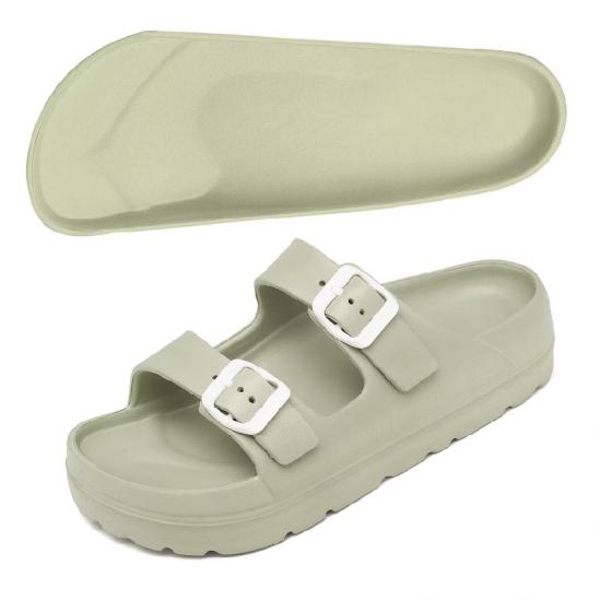 OEM Wholesale custom logo Womens Sandals Adjustable Double Buckle Strap EVA Waterproof EVA Flat Women's Casual Sandals