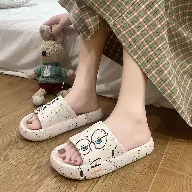 Summer Beach Bathroom Breathable showering Flip Flop Cartoon Printed UP PVC Anti-slip Unisex slides Shoes