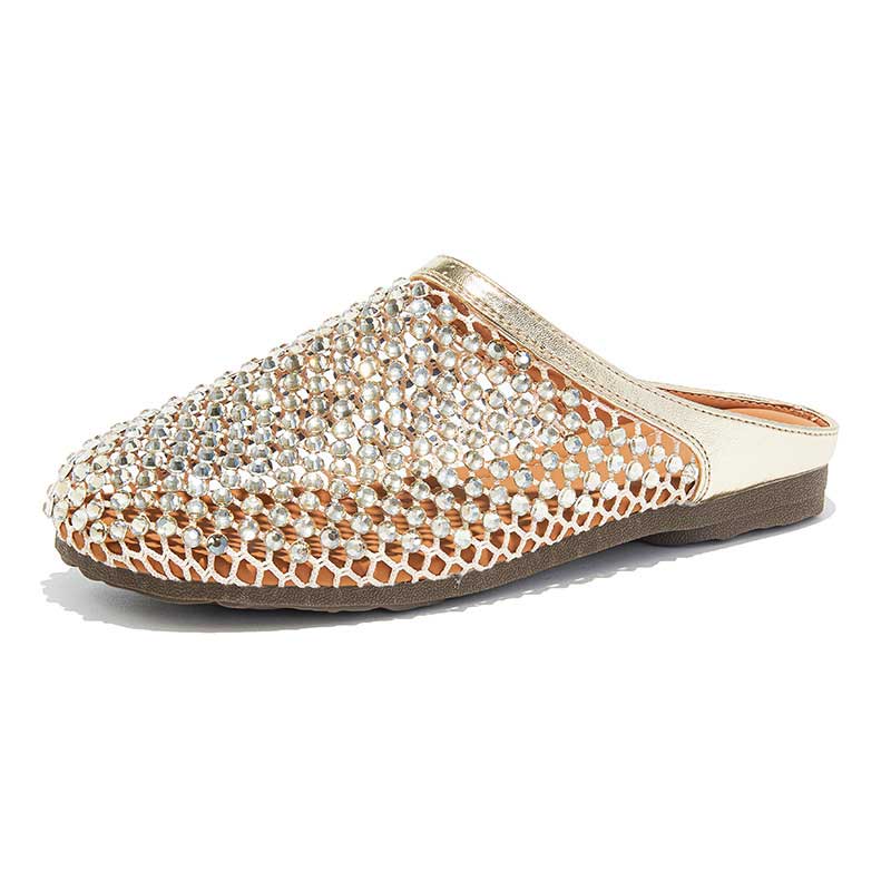 The Crystal-Embellished Woven Slip-On Mule Sandals